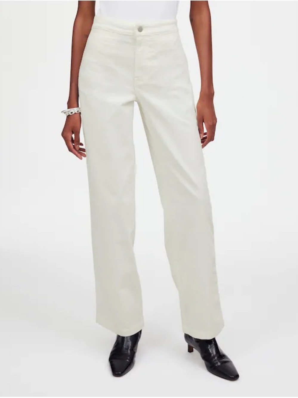 Madewell Women’s Emmett Wide-Leg Corduroy Pant in Winter White, size 31
